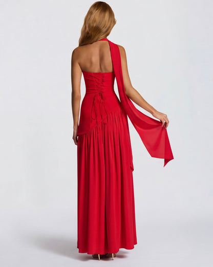 Abril | Vestido Largo Palabra de Honor con Pañuelo