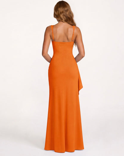 Carlota | Vestido Largo de Escote Cuadrado con Abertura