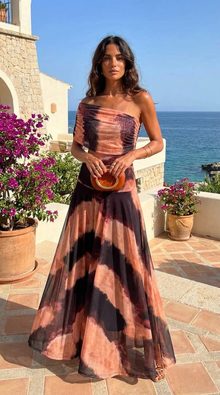 Bianca | Vestido con estampado naranja y marrón