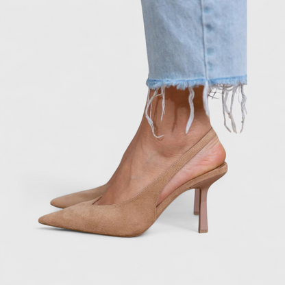 Tacones slingback mujer ante puntera fina tacón kitten elegante oficina casual