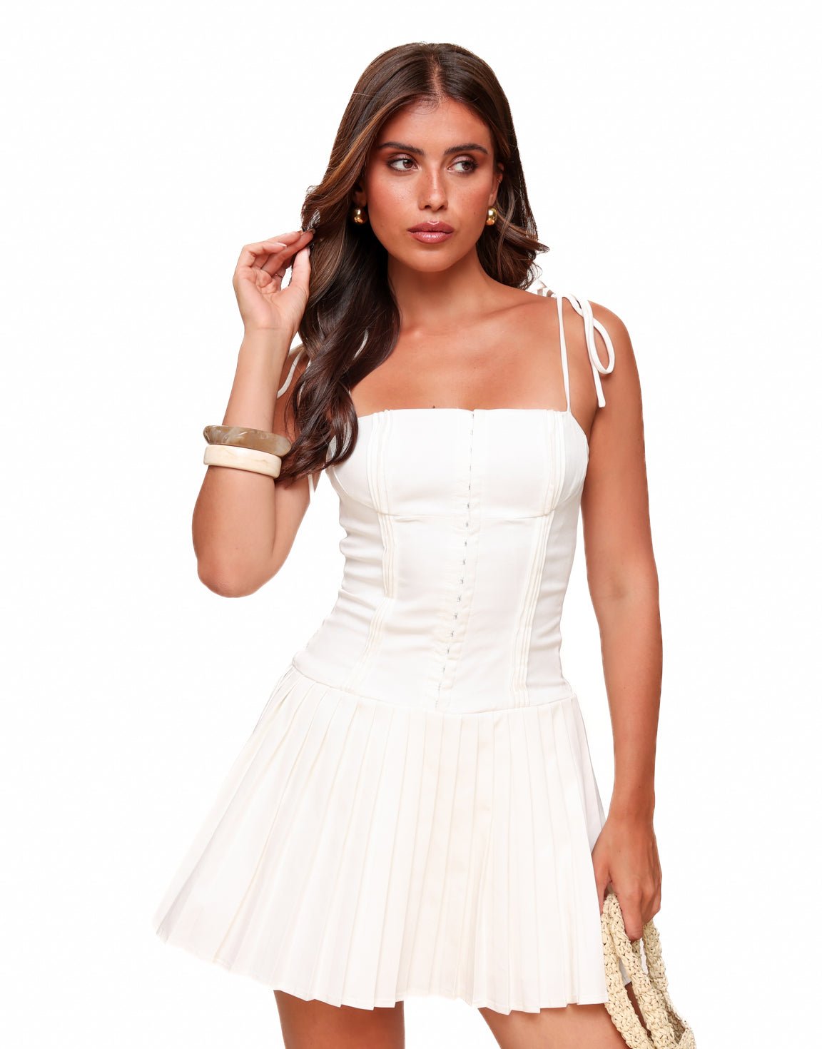 Verónica | Vestido Corto Plisado con Corsé