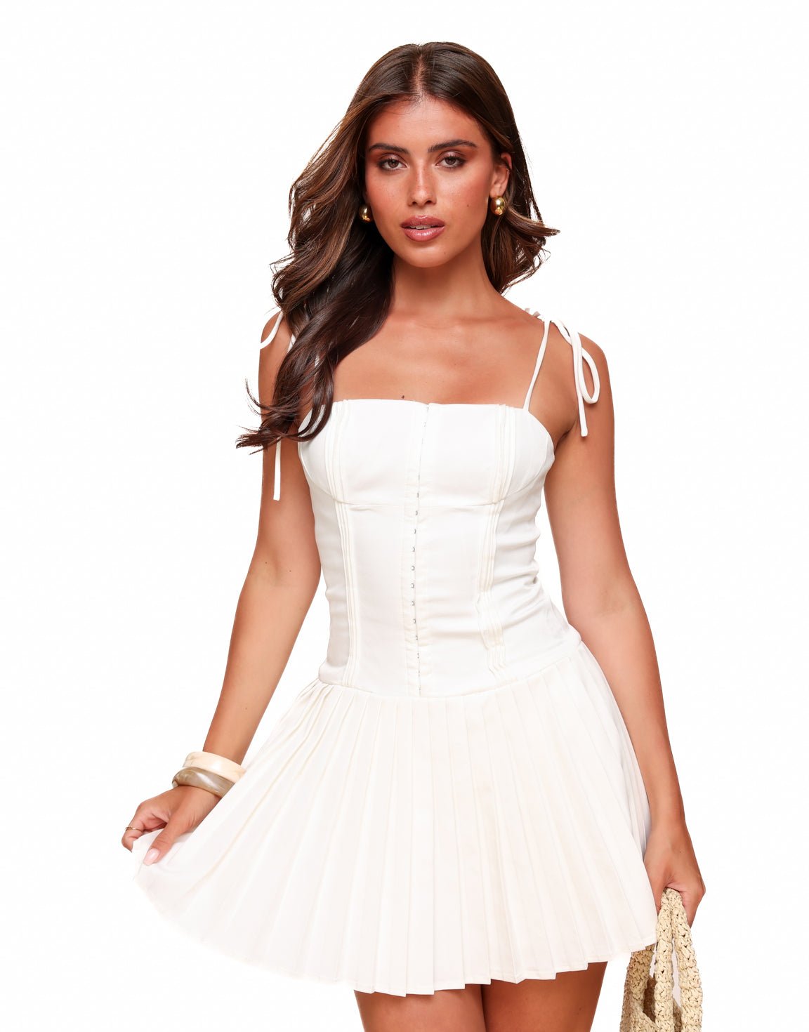 Verónica | Vestido Corto Plisado con Corsé